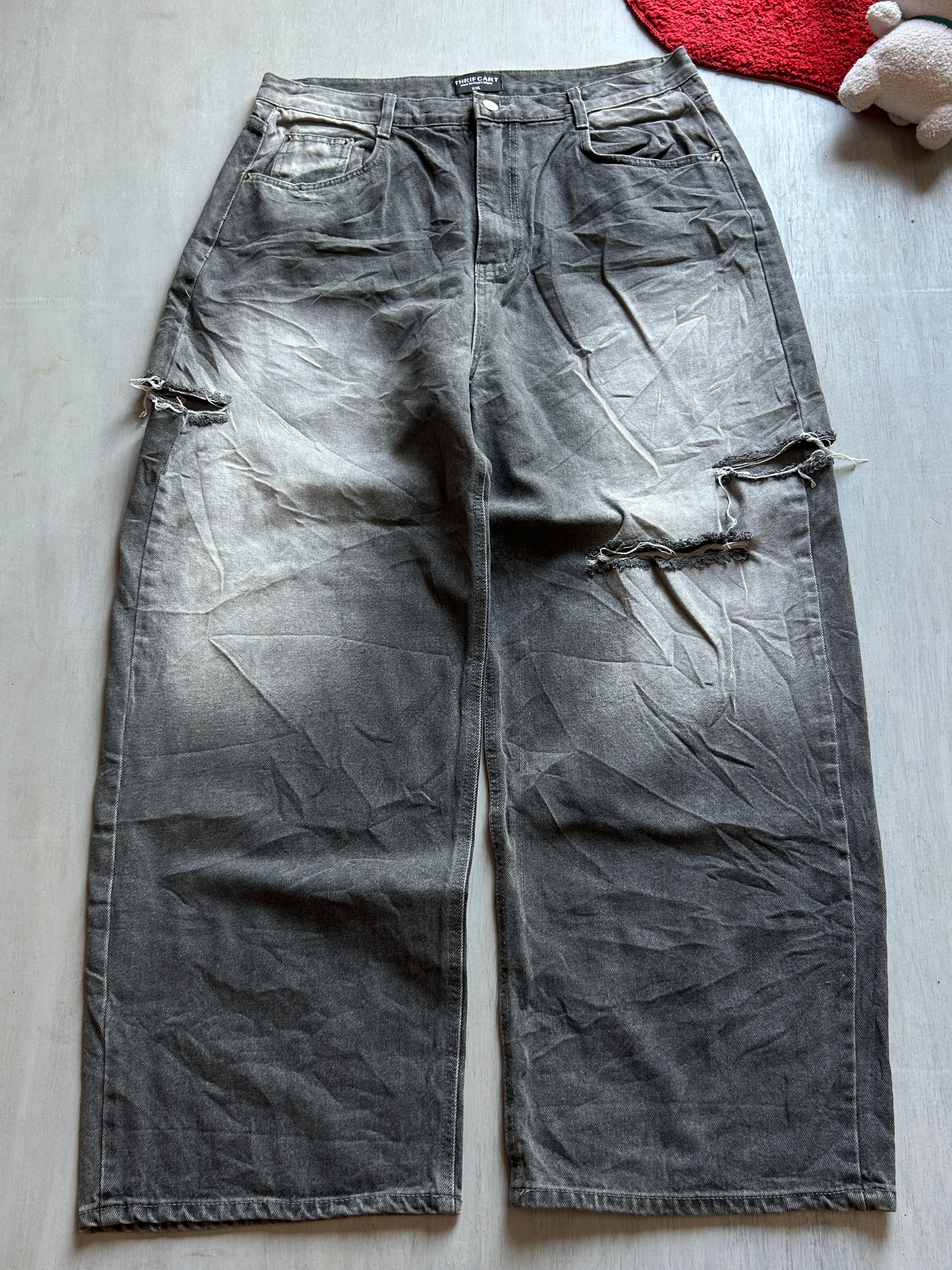 Smoked Distress Baggy Denim - (XXL)