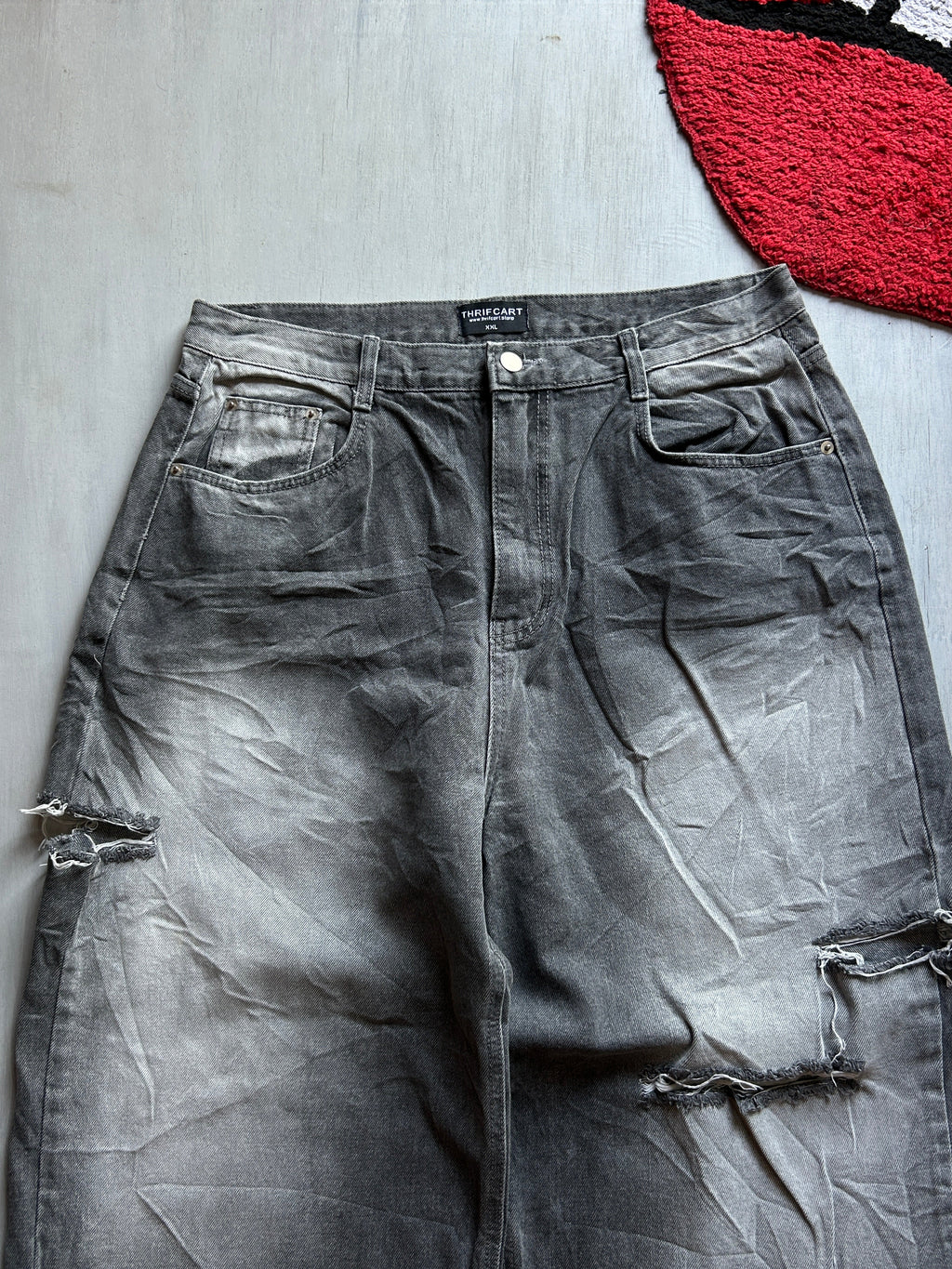 Smoked Distress Baggy Denim - (XXL)