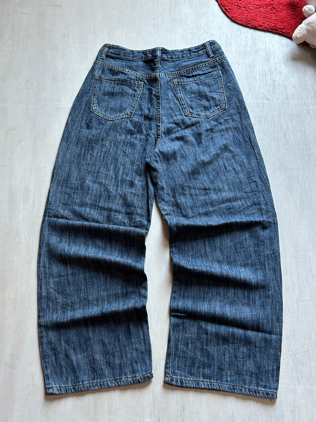 Deep Indigo Baggy Denim - (S)
