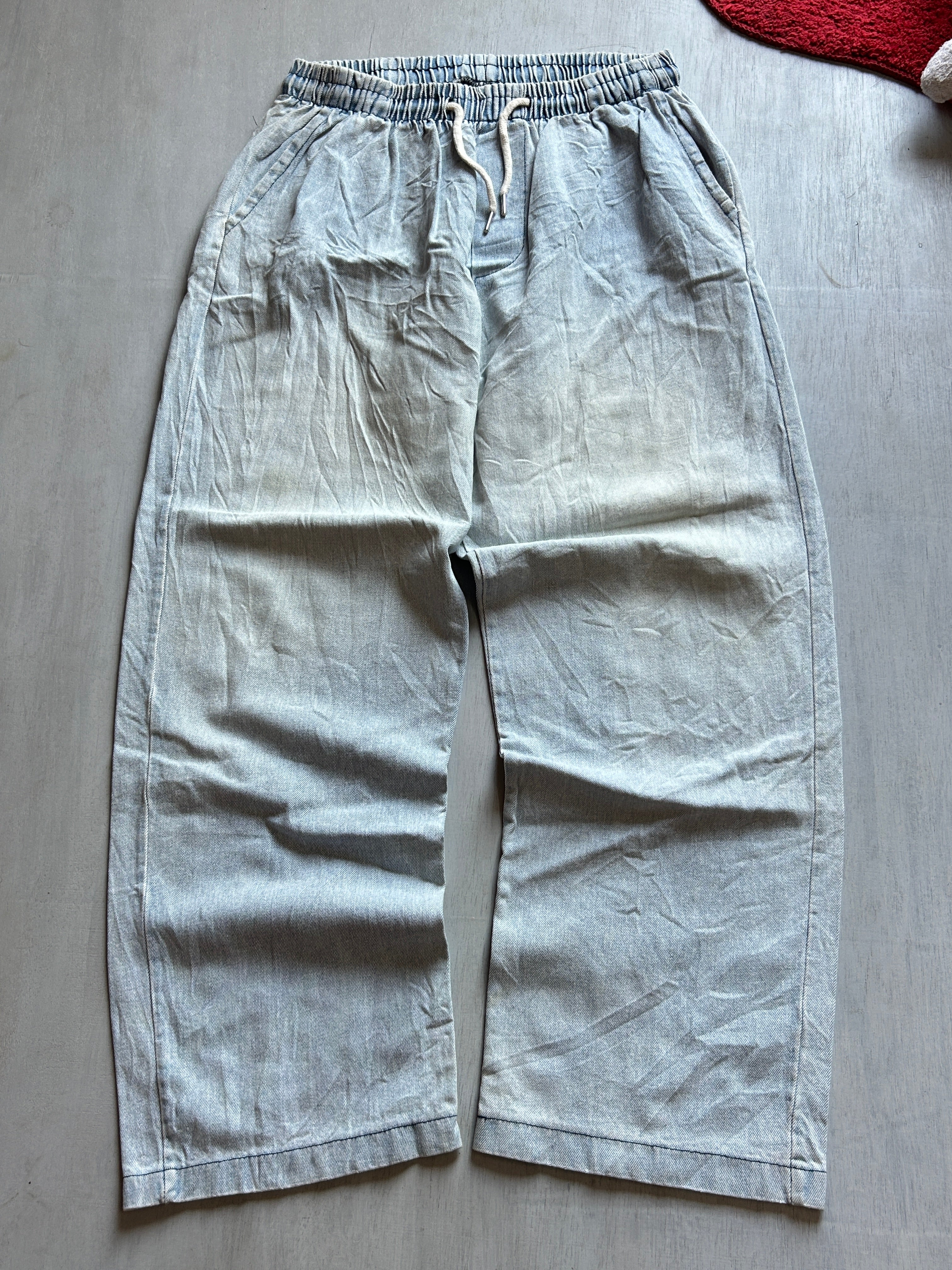 Stonewash Drawstring Wide Denim - (S-M)