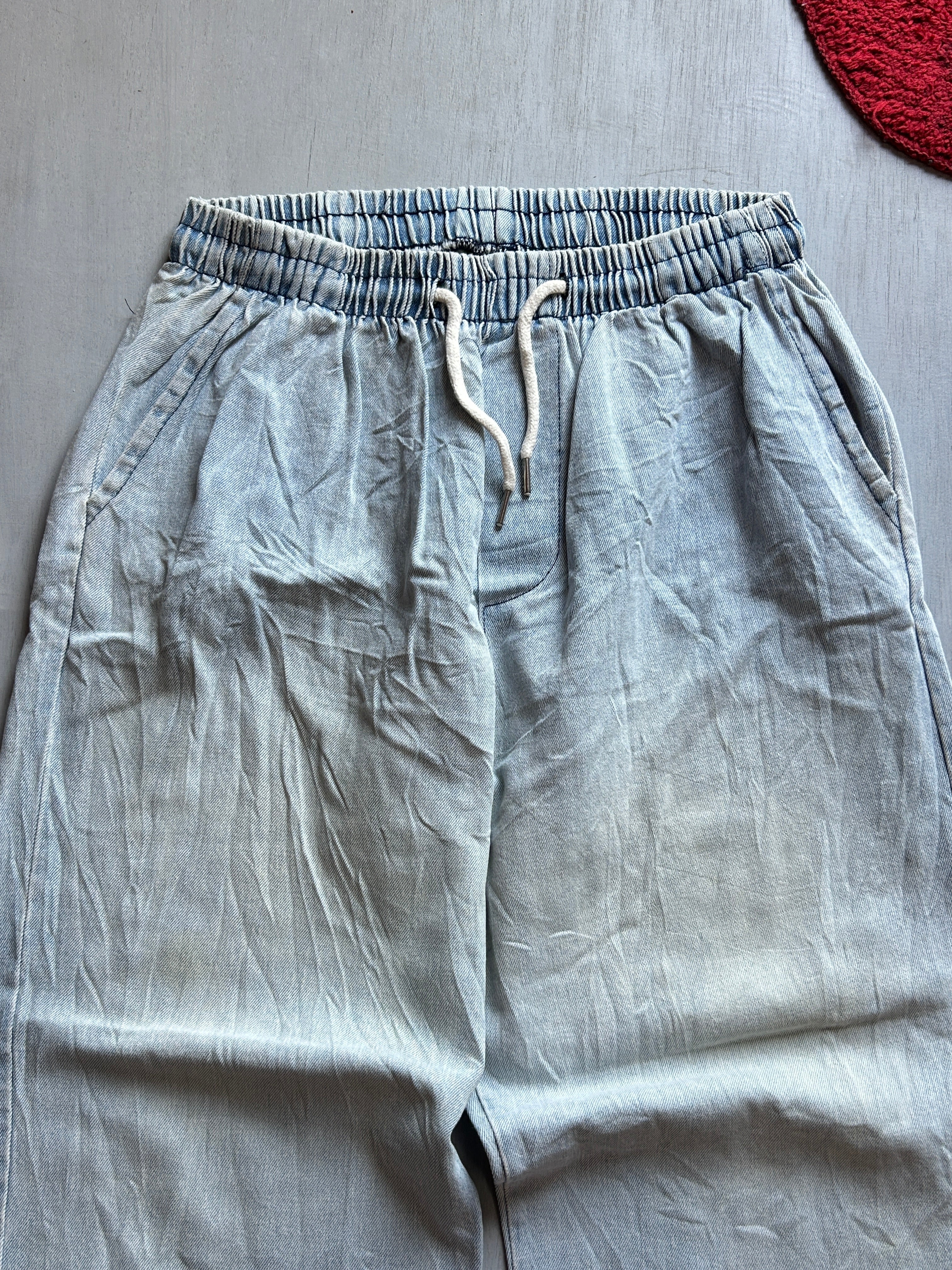 Stonewash Drawstring Wide Denim - (S-M)