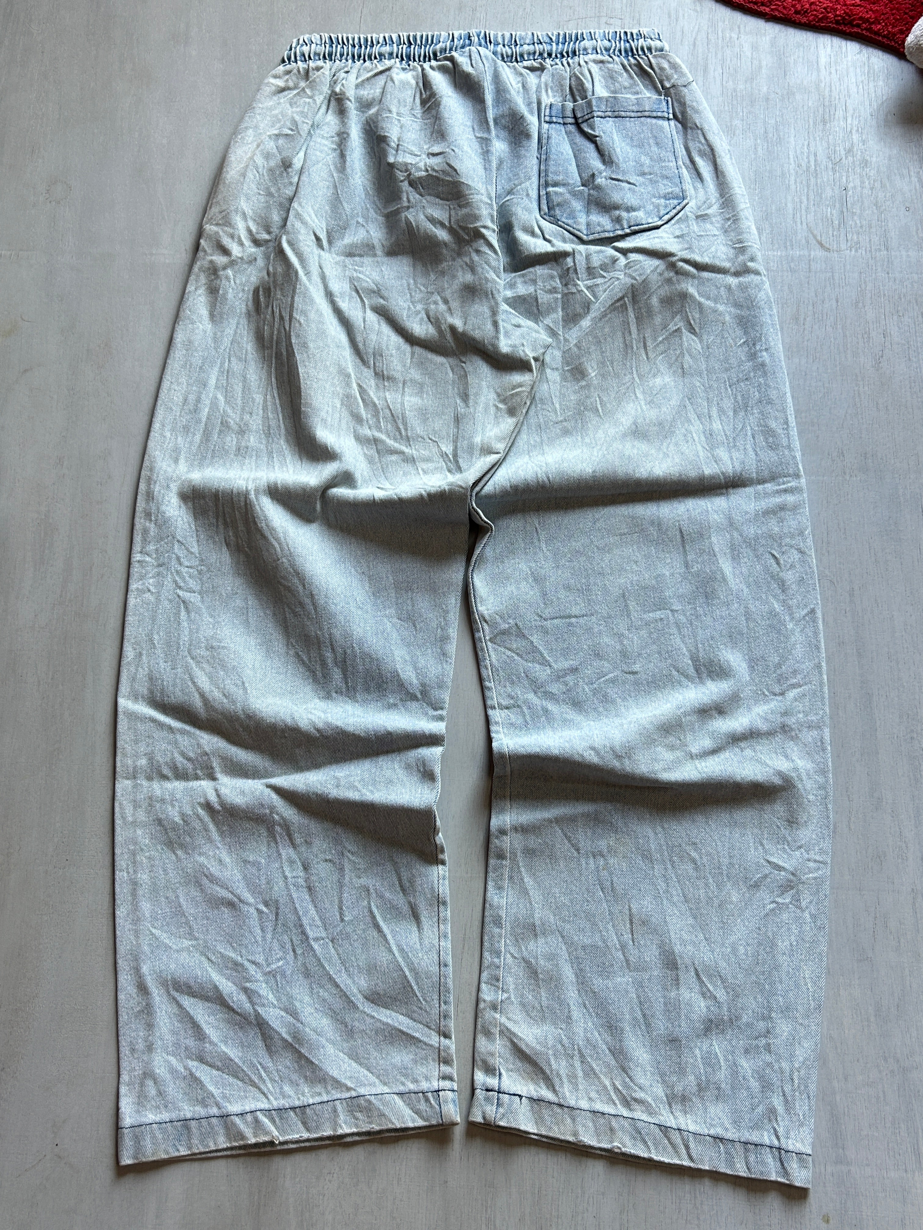 Stonewash Drawstring Wide Denim - (S-M)