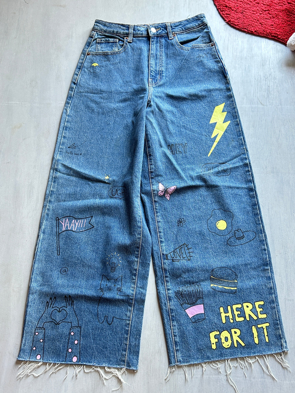 Graffiti Pop Wide-Leg Denim - (S)