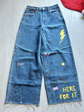 Graffiti Pop Wide-Leg Denim - (S)