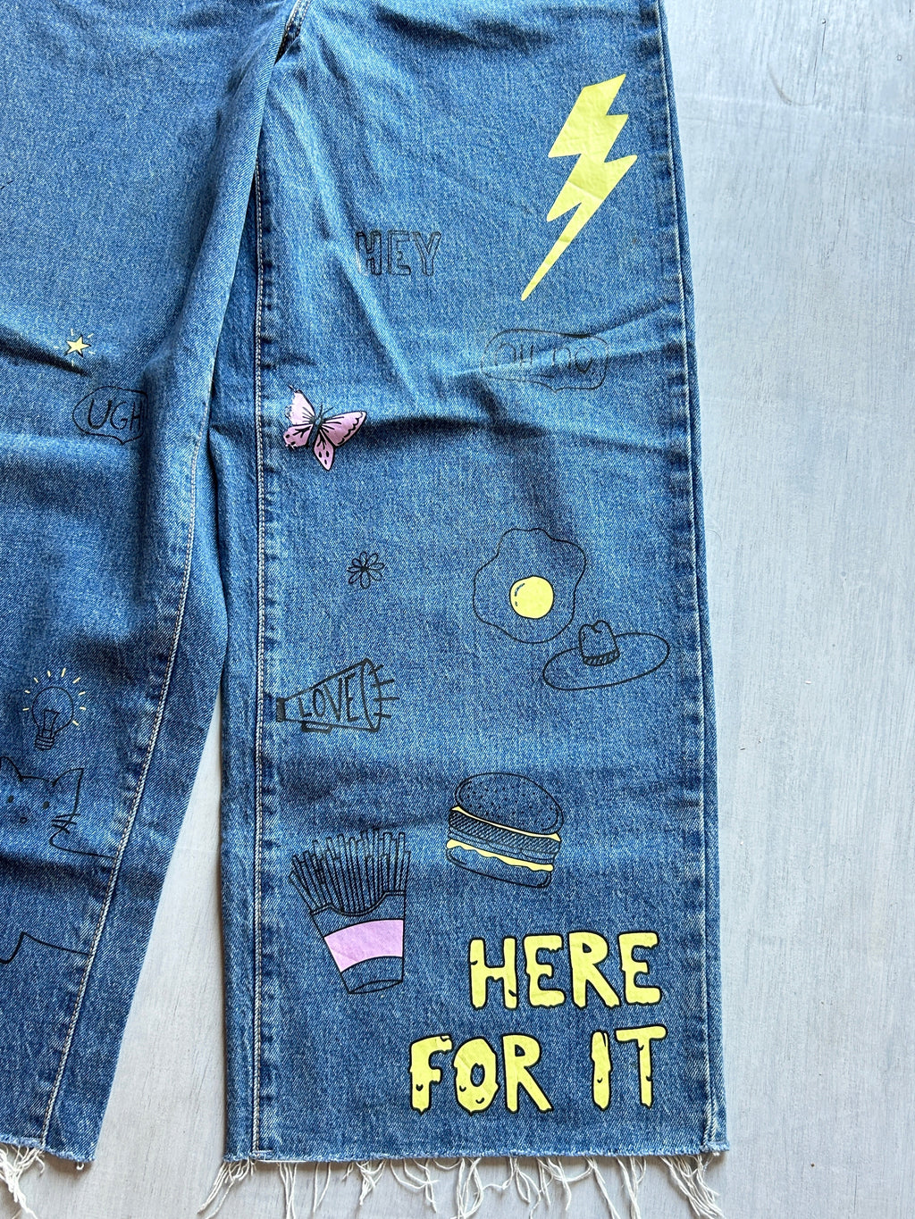 Graffiti Pop Wide-Leg Denim - (S)