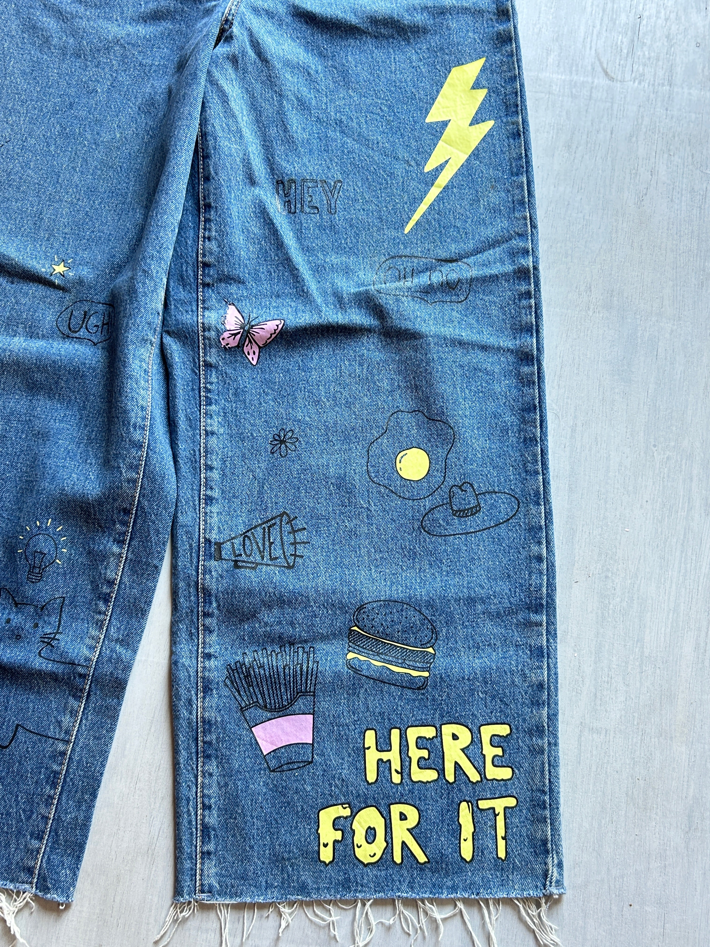 Graffiti Pop Wide-Leg Denim - (S)