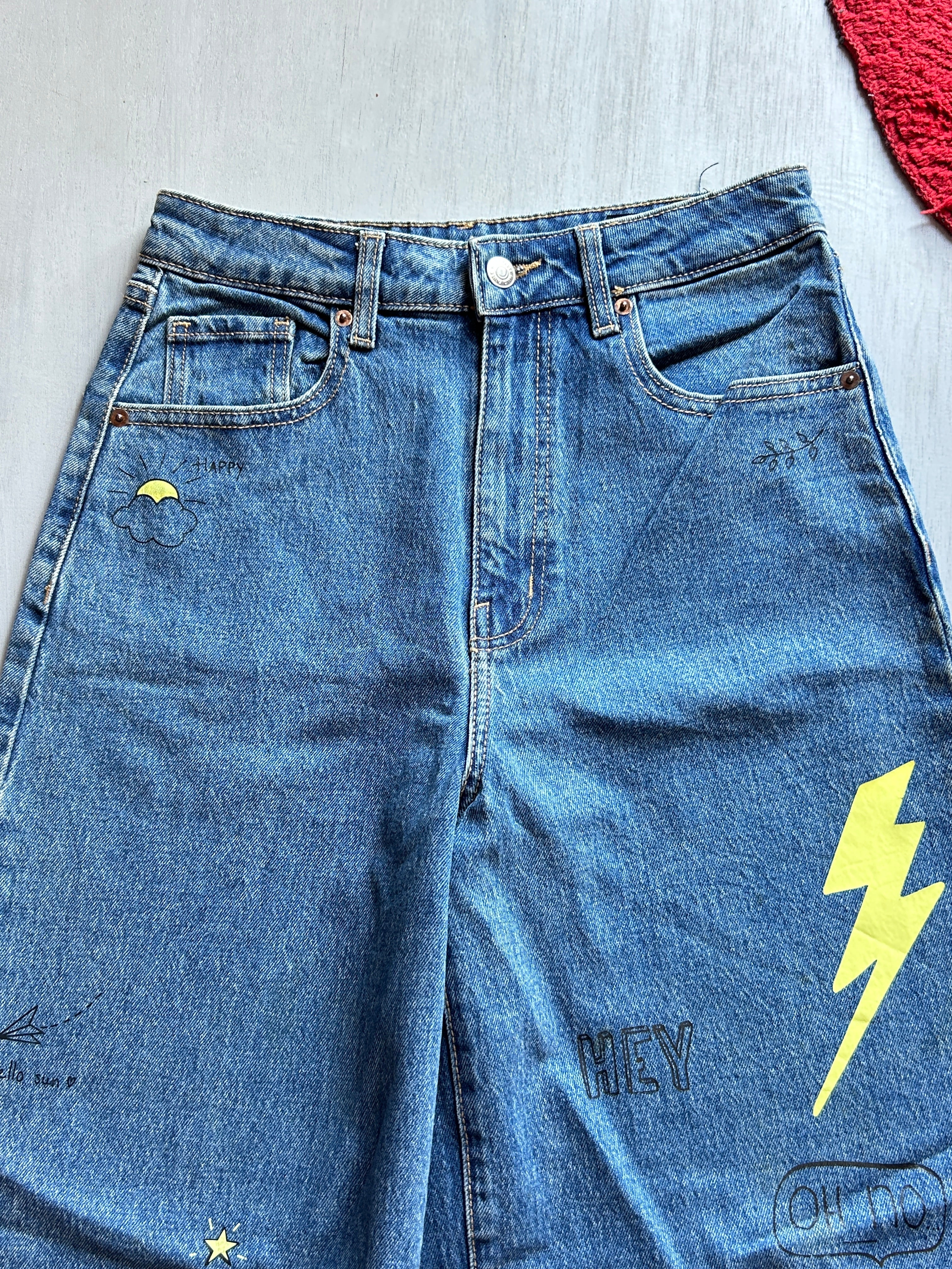 Graffiti Pop Wide-Leg Denim - (S)