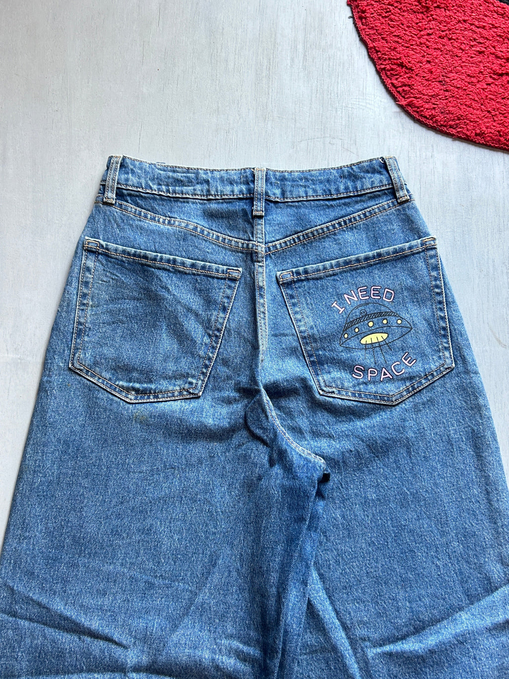 Graffiti Pop Wide-Leg Denim - (S)