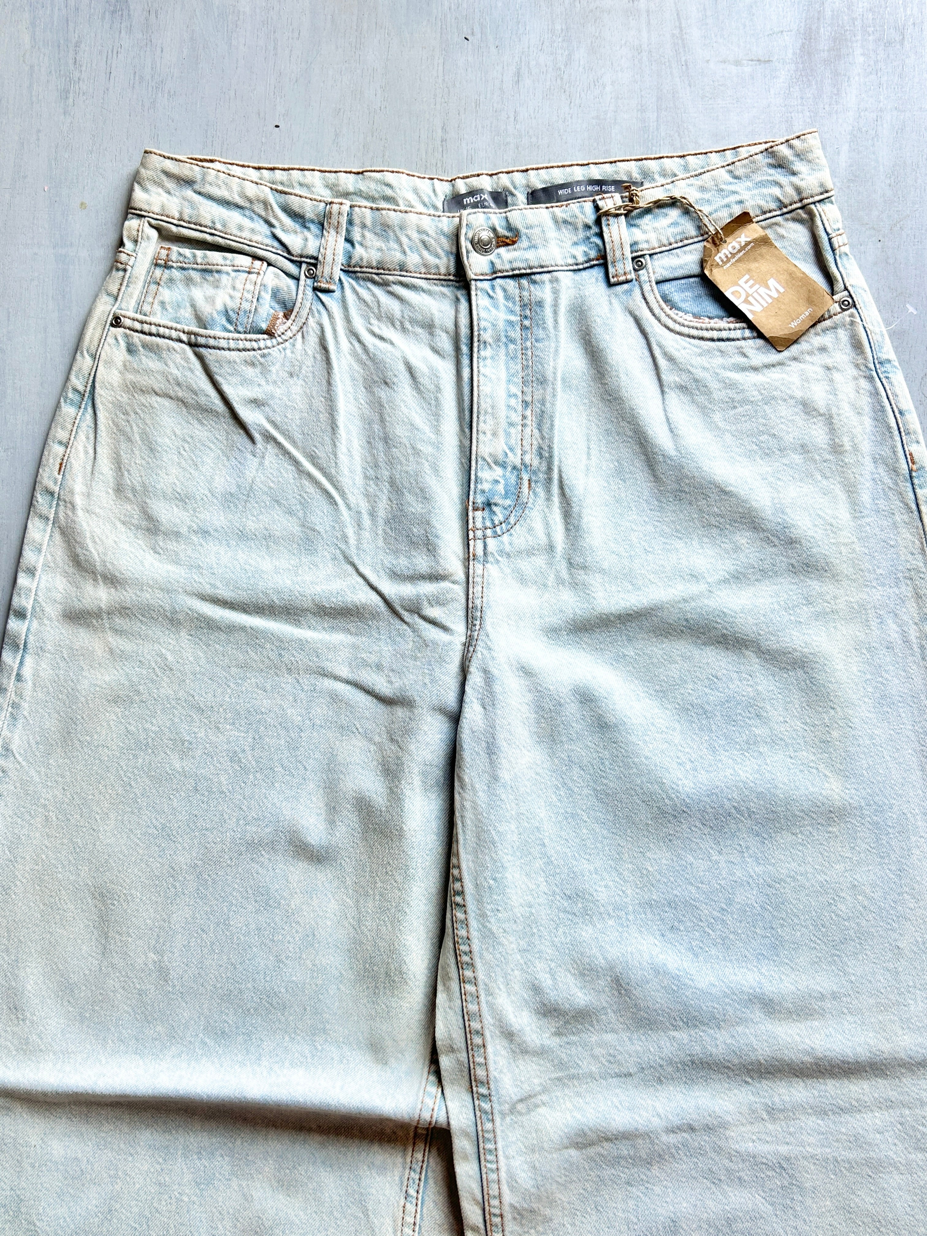 Sandstone Raw-Hem Wide Denim - (XL)