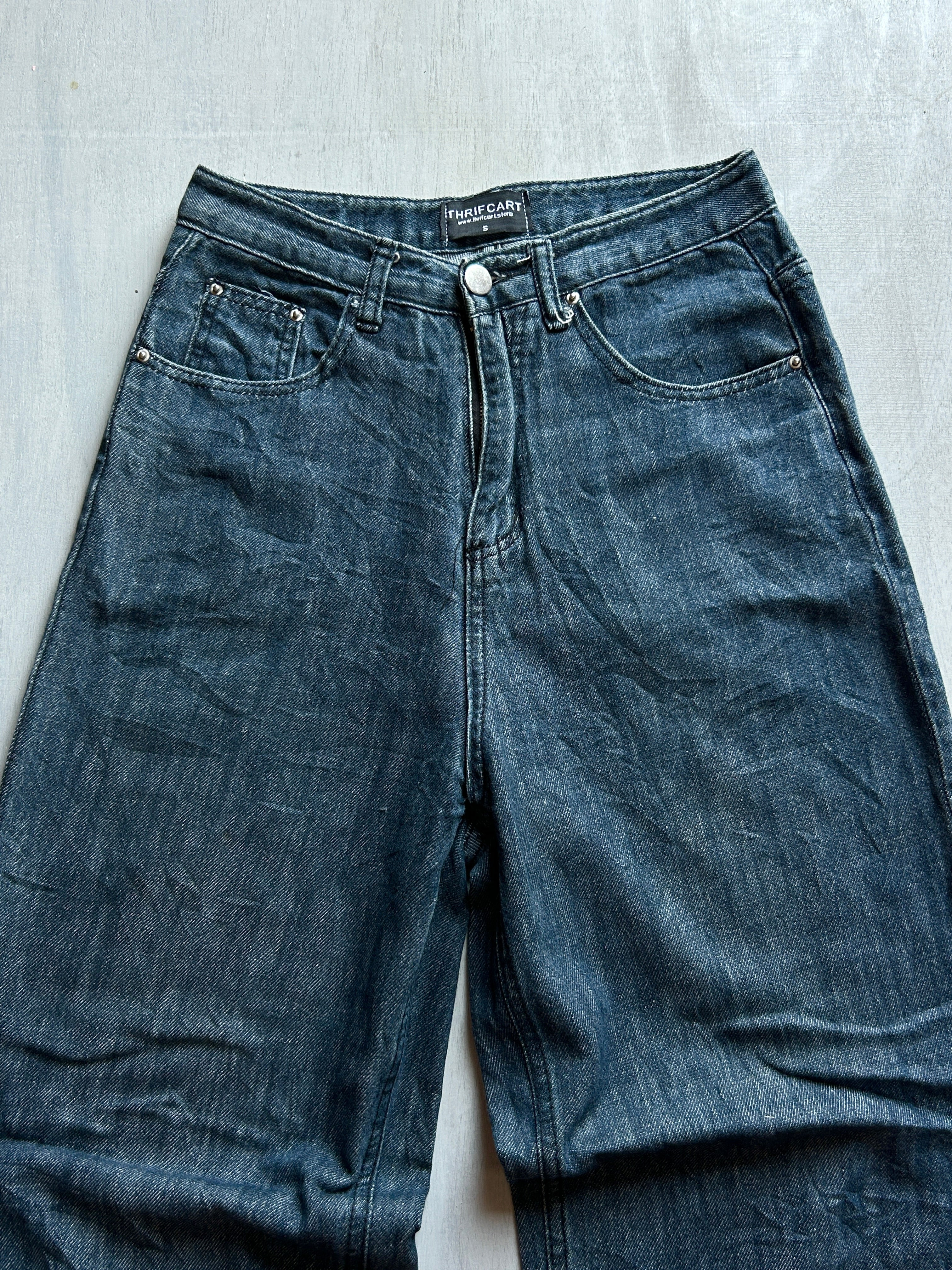 Charcoal Wash Baggy Denim - (XS)