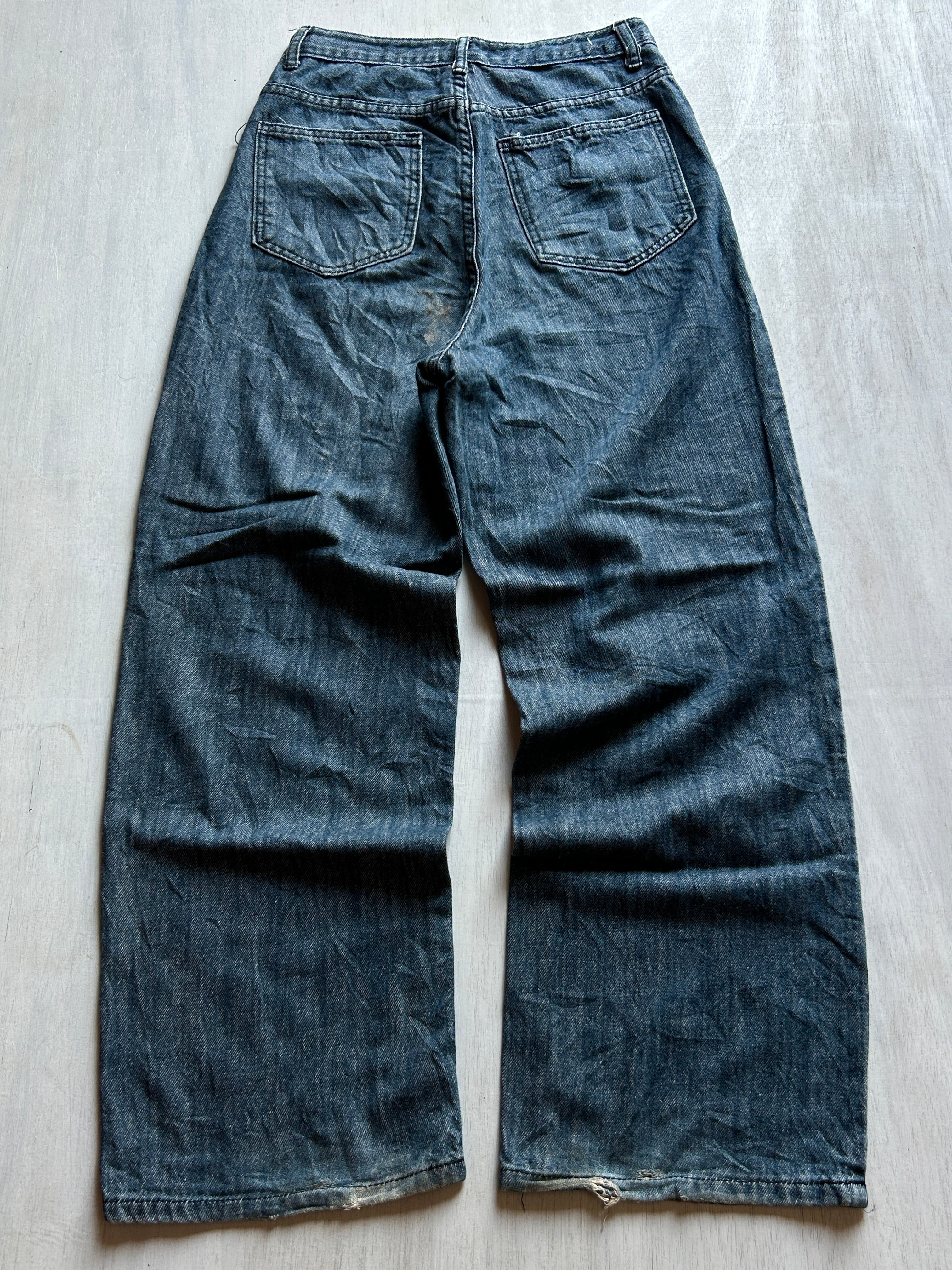 Charcoal Wash Baggy Denim - (XS)