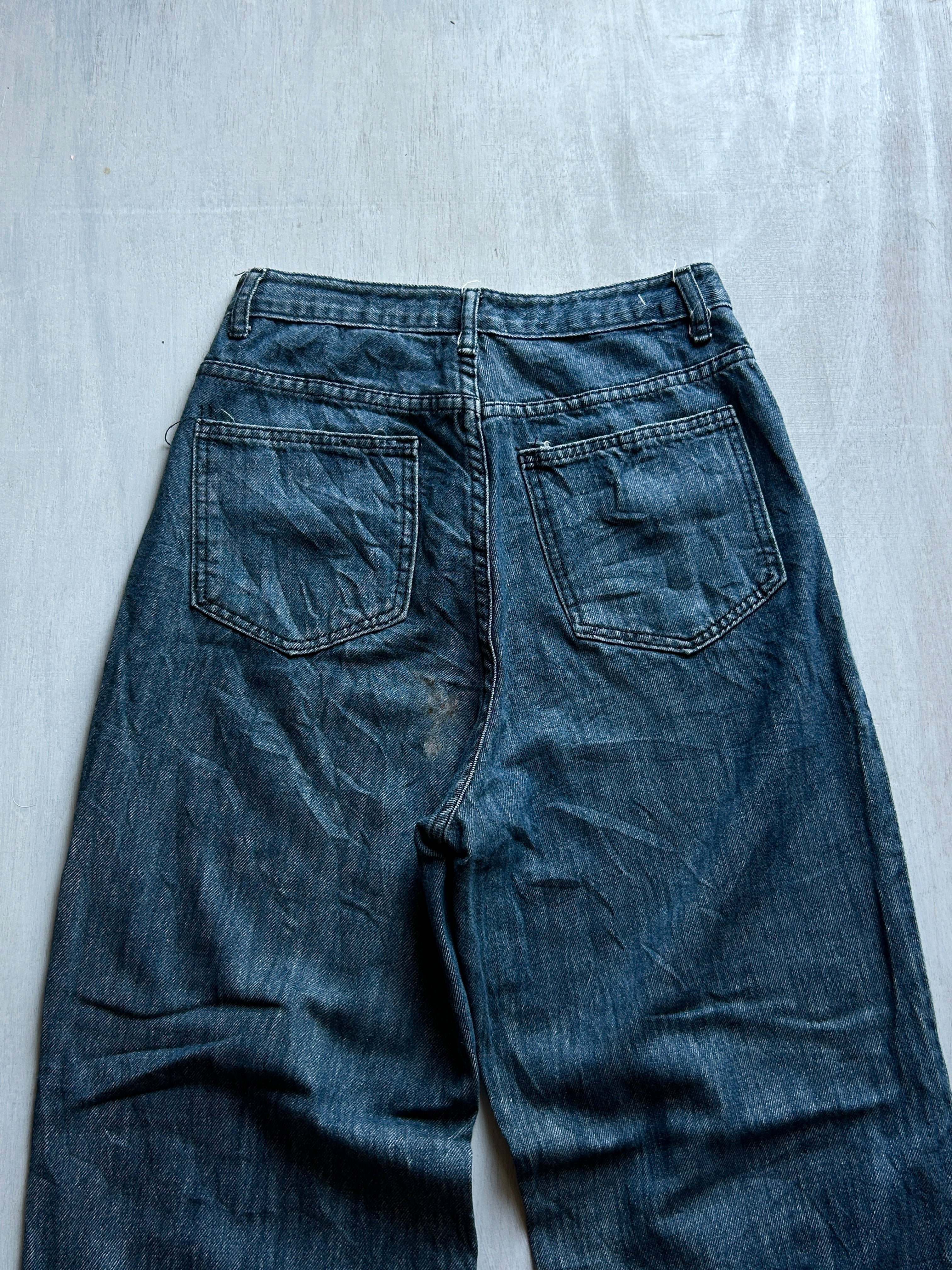 Charcoal Wash Baggy Denim - (XS)
