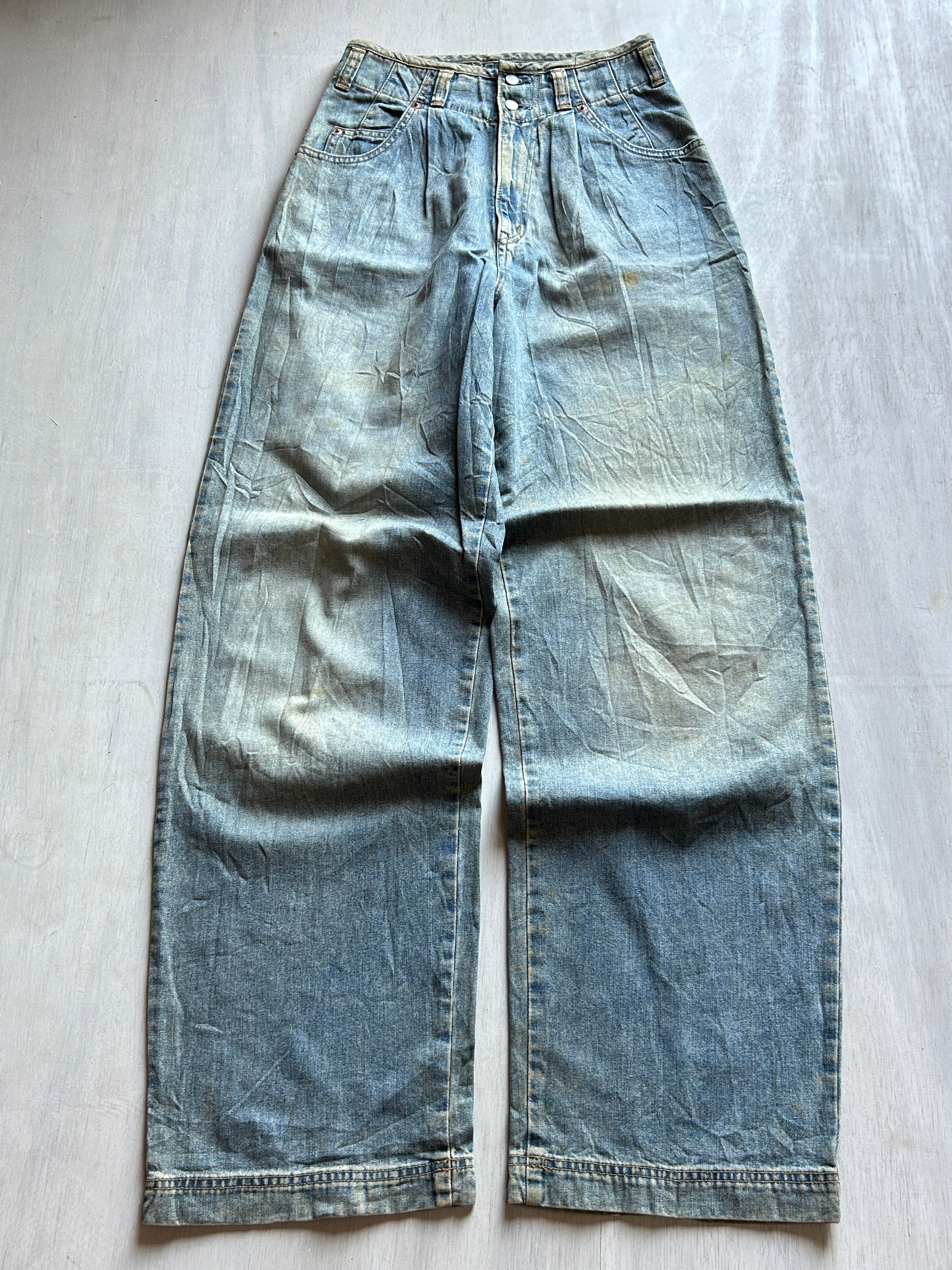 Vintage Wash Wide-Leg Denim - (S)