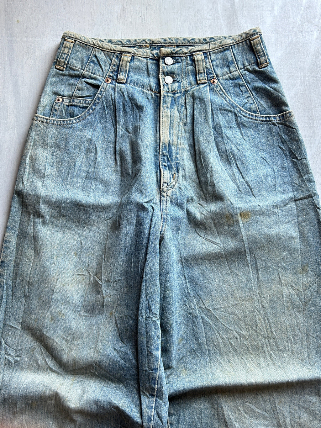 Vintage Wash Wide-Leg Denim - (S)