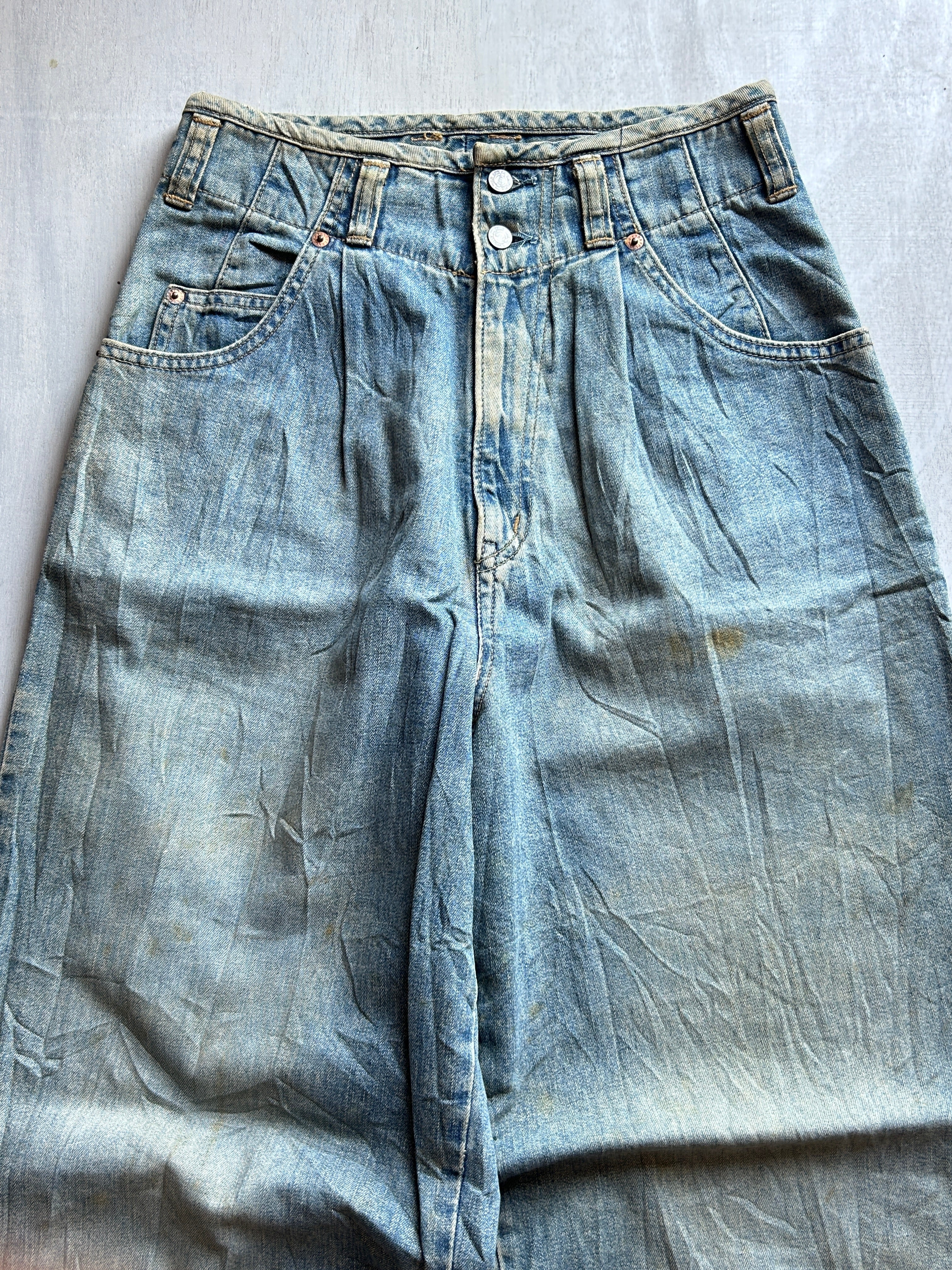Vintage Wash Wide-Leg Denim - (S)