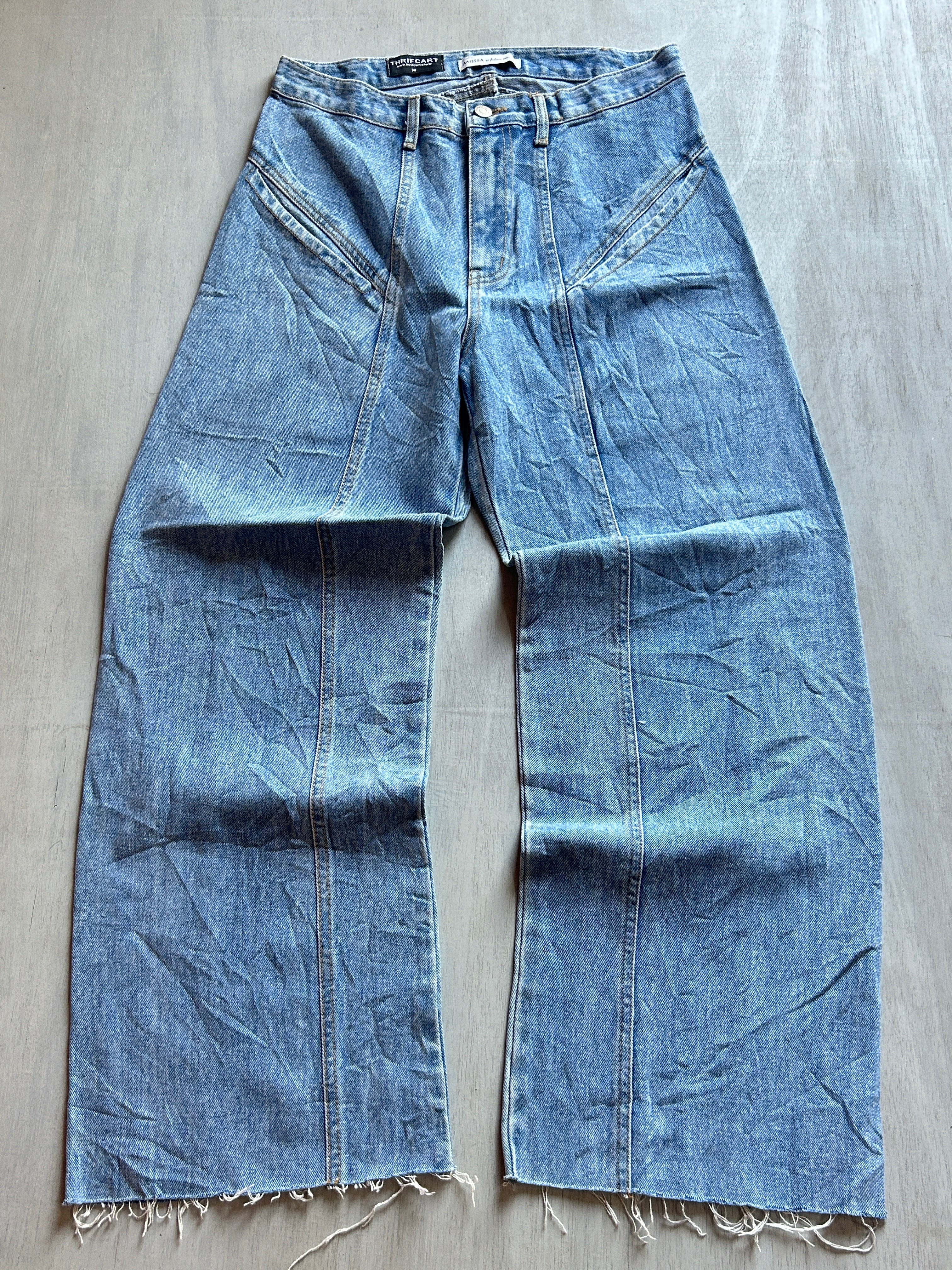 Panel Cut Raw Hem Denim - (M)