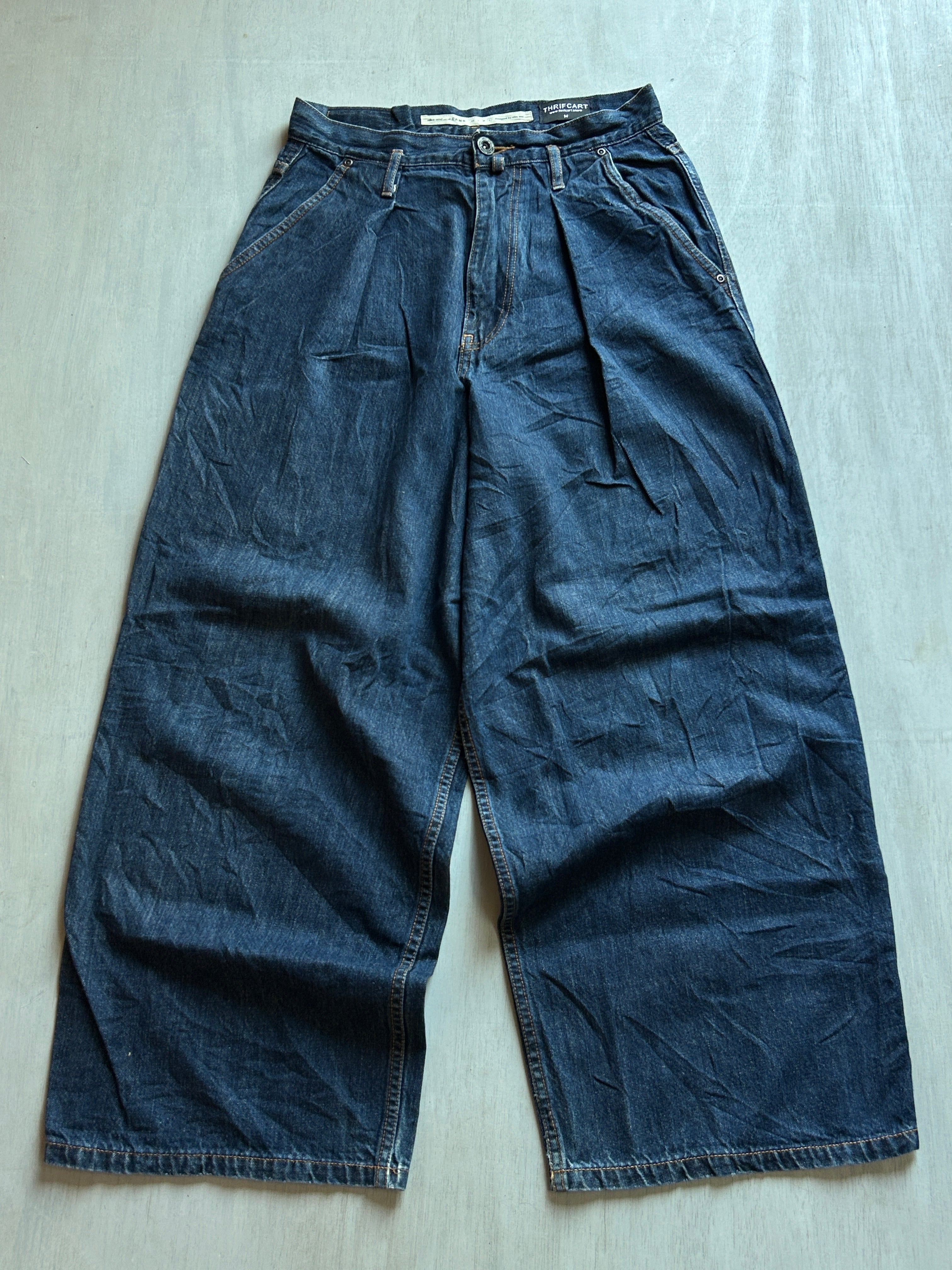 Midnight Pleated Baggy Denim - (M)