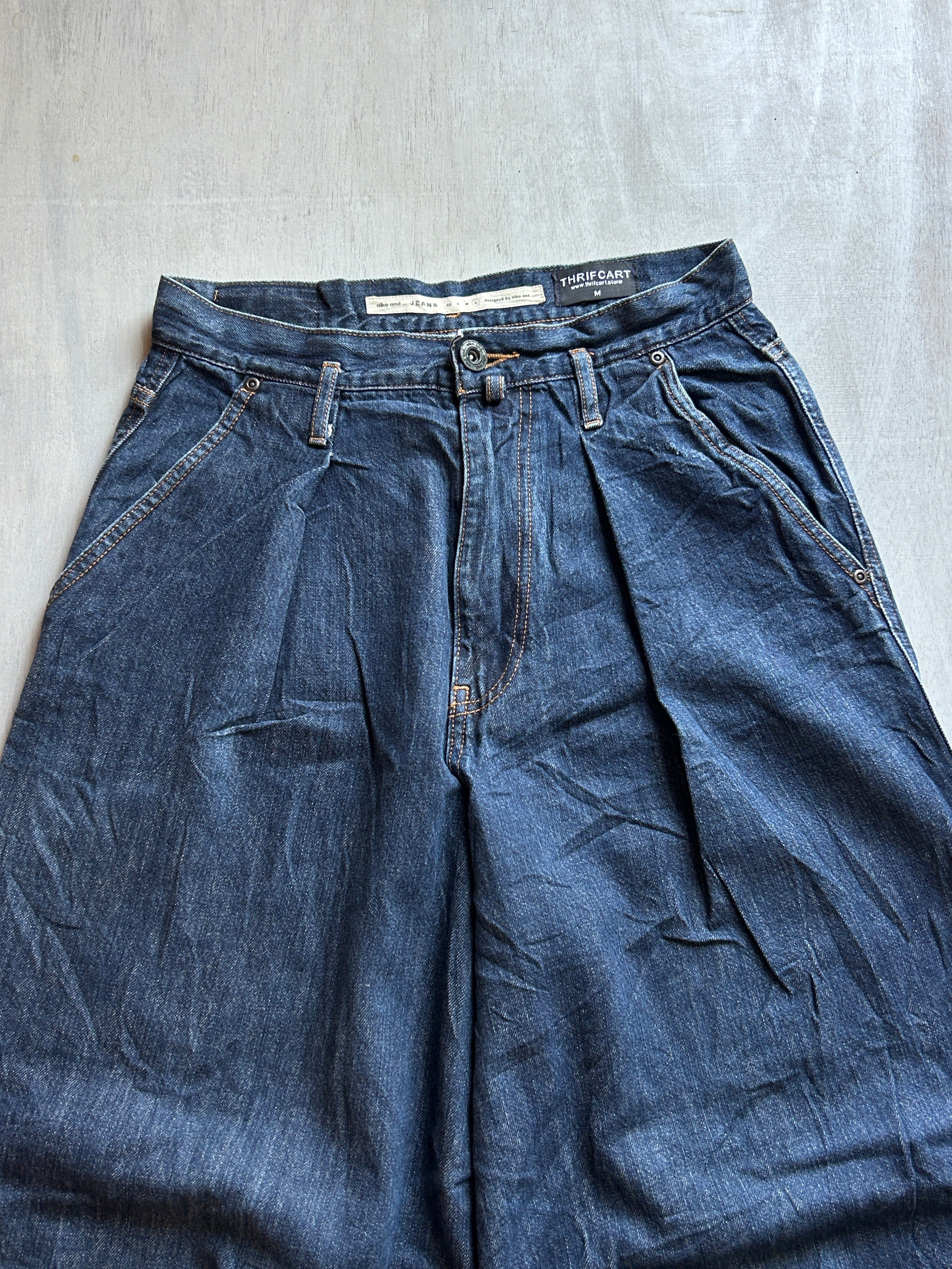 Midnight Pleated Baggy Denim - (M)