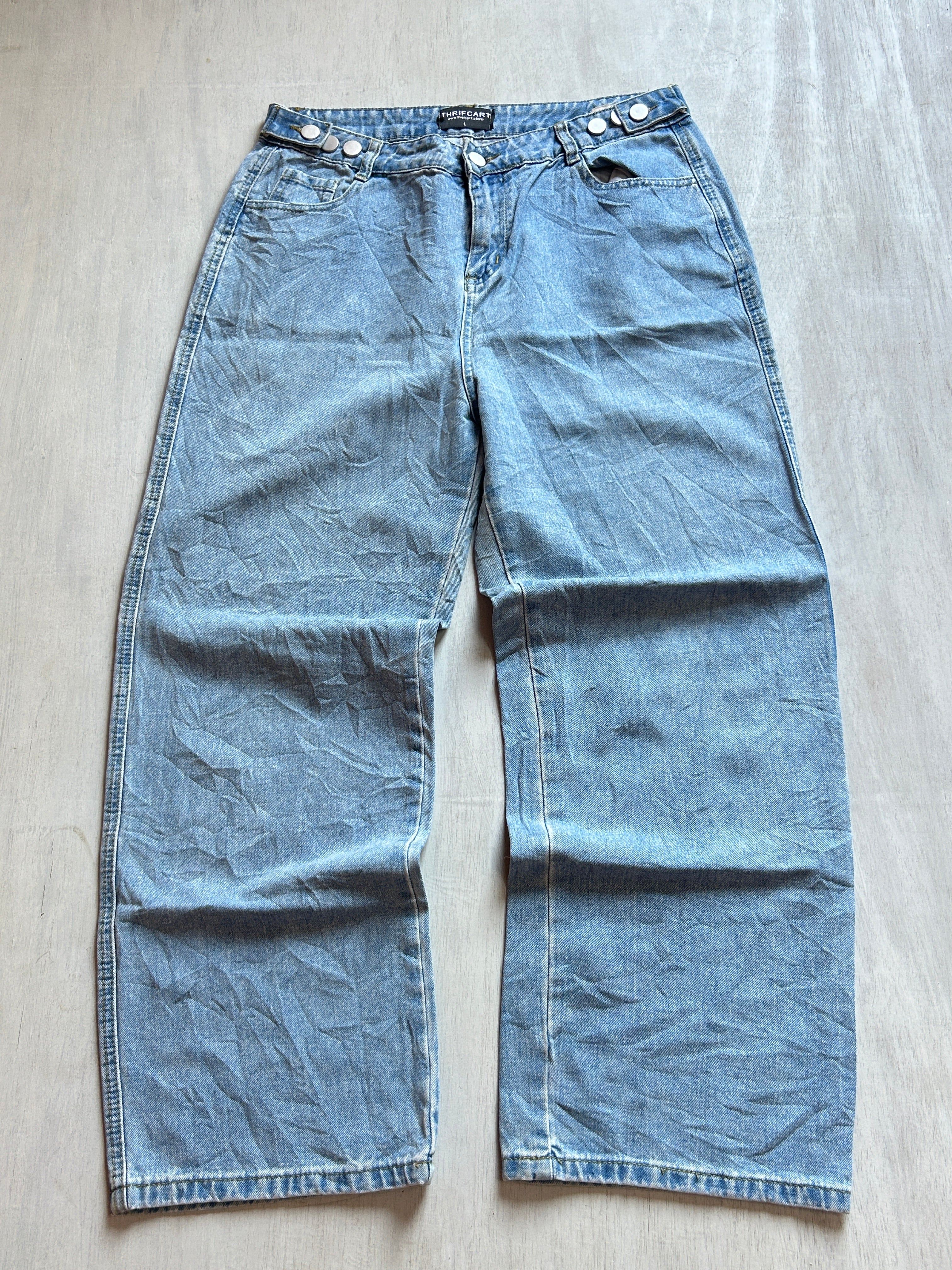 Stud Strap Baggy Denim - (L)