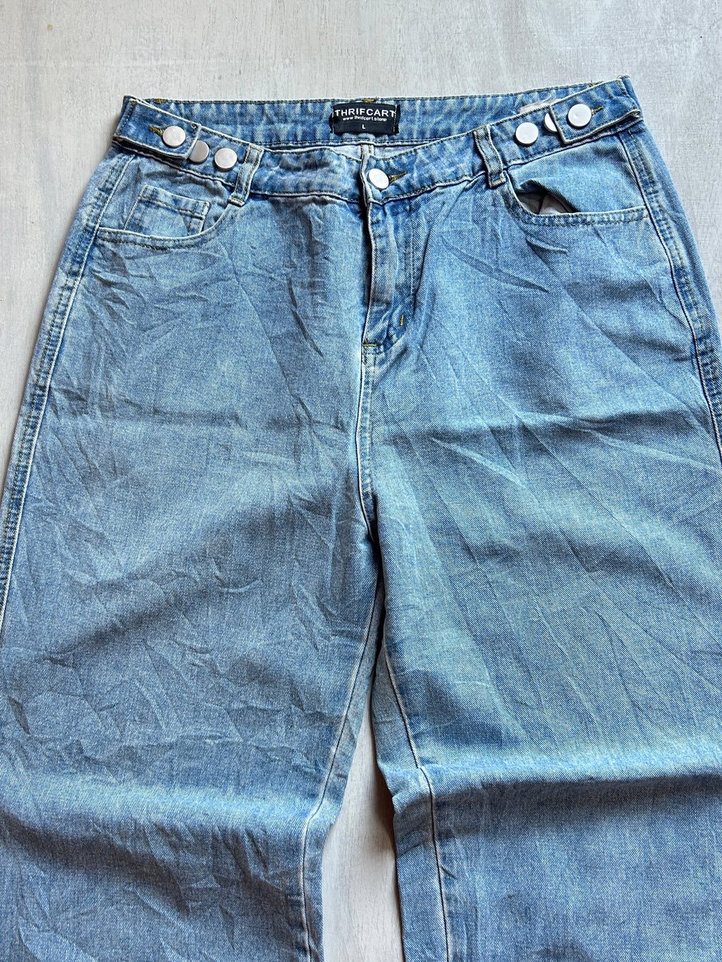Stud Strap Baggy Denim - (L)