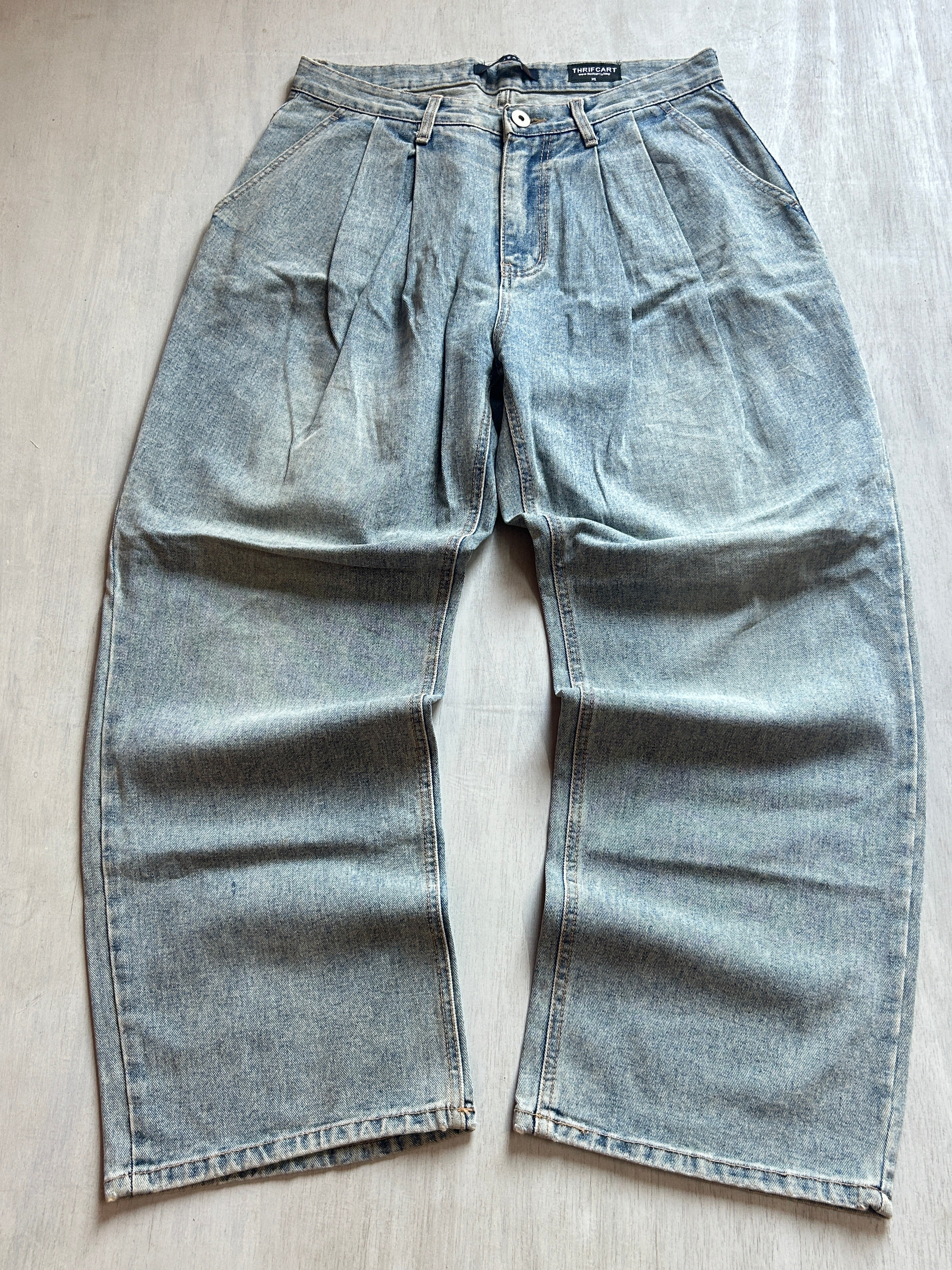 Ash Pleated Baggy Denim - (XL)