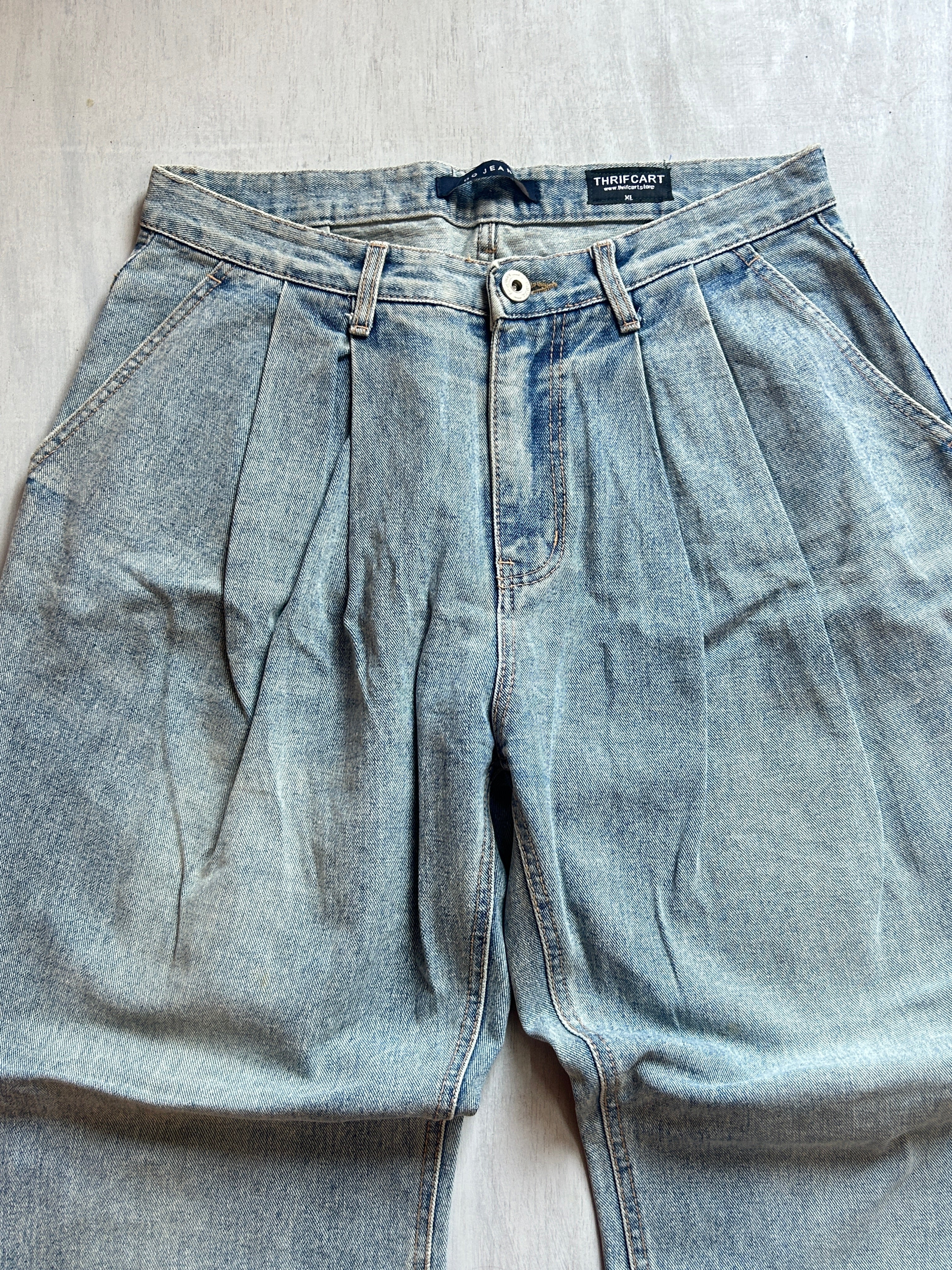 Ash Pleated Baggy Denim - (XL)