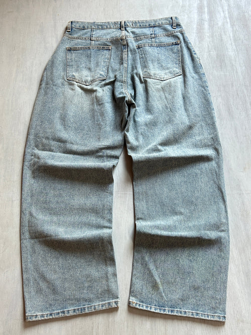 Ash Pleated Baggy Denim - (XL)