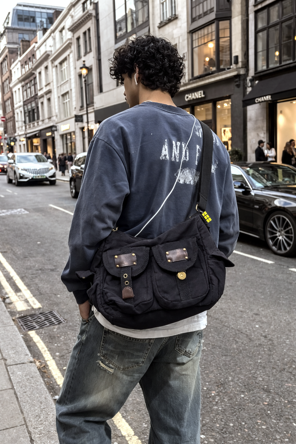 Urban Utility Canvas Sling Bag – Black