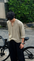 Sandstone Lace-Up Linen Shirt