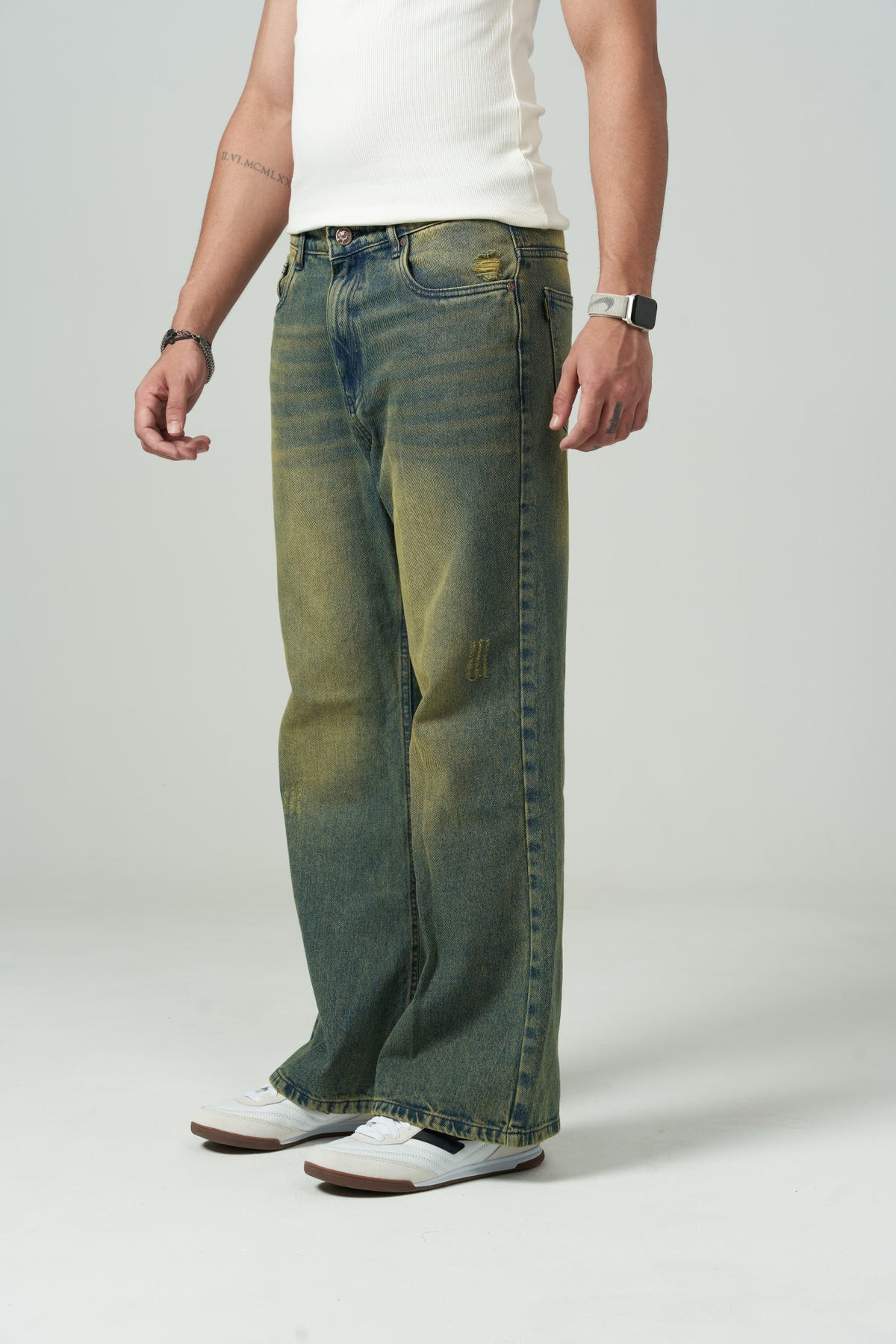 Vintage Olive Wide Leg Jeans