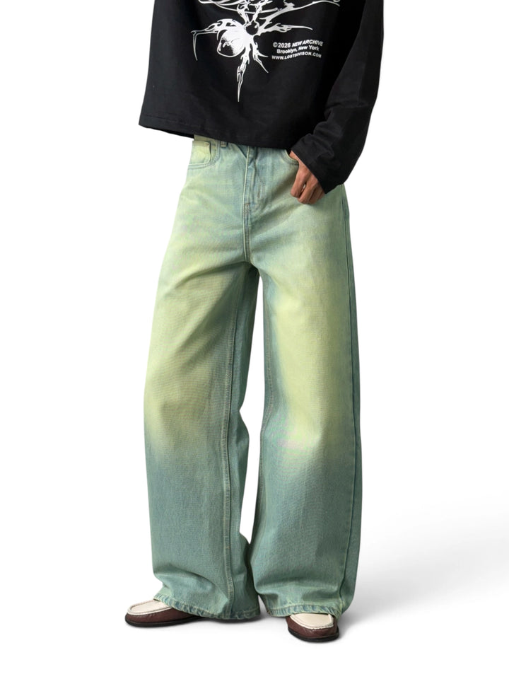 Sage Green Wide Leg Jeans