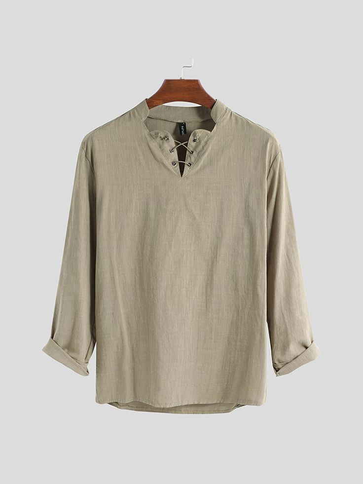 Sandstone Lace-Up Linen Shirt